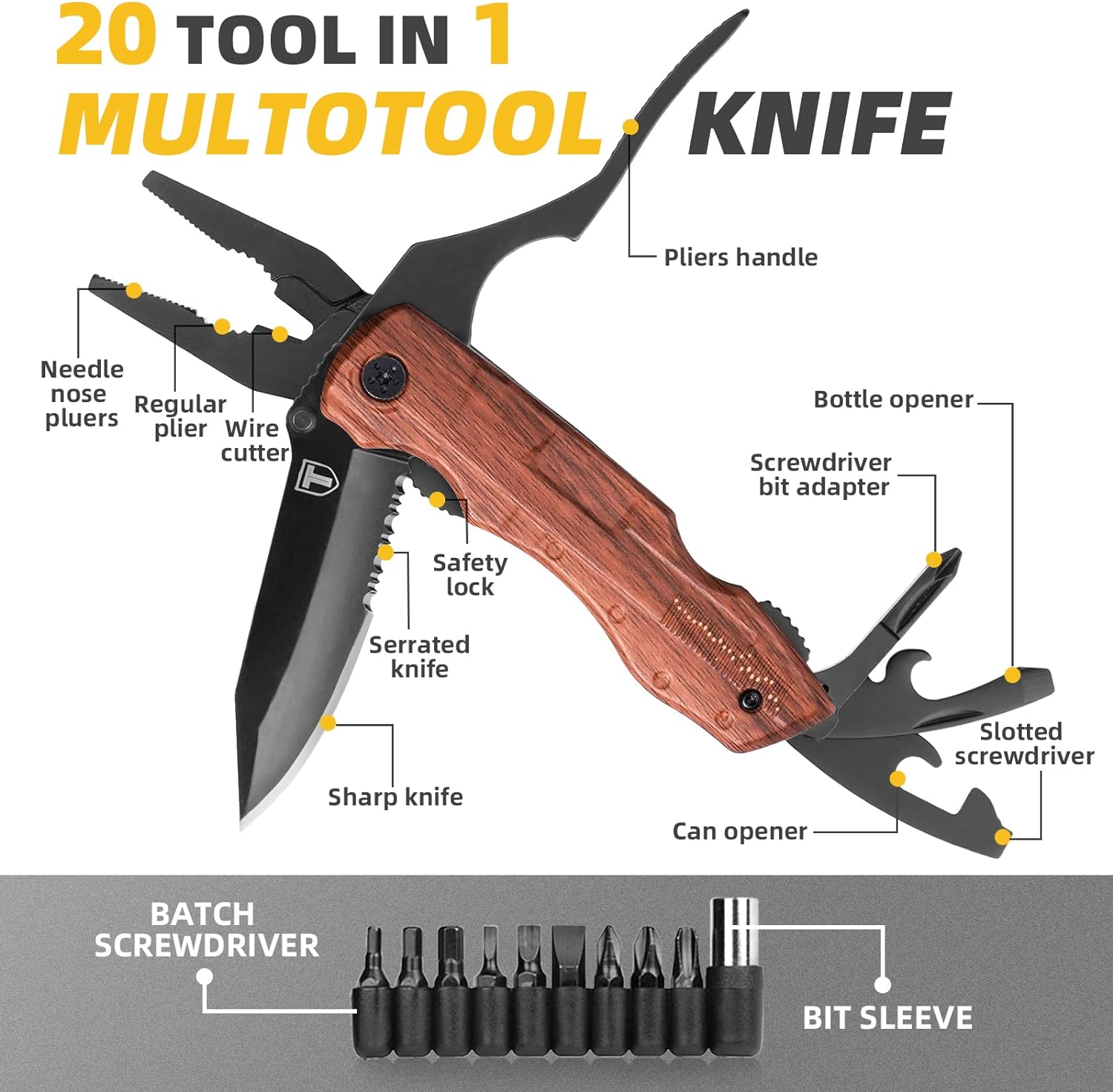 Multitool 13in1 - Multipurpose Tools Set with Pliers Knife Screwdriver  Sheath - Multi Tool Wood Metal Tactical Pocket Multifunctional Kit Multi- tool - Best for …